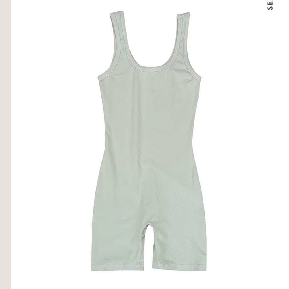 Jungmaven Light Sage Green Ribbed Tank Bodysuit Romper